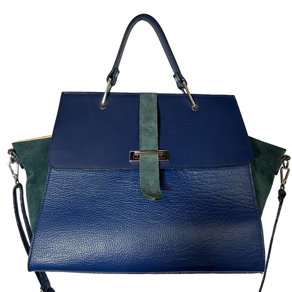 Michaella Barri Italian Leather Navy Blue Purse